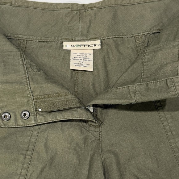ExOfficio Lightweight Ankle Pants Womens 12 Green Pockets Hiking Utility Travel - Picture 4 of 14